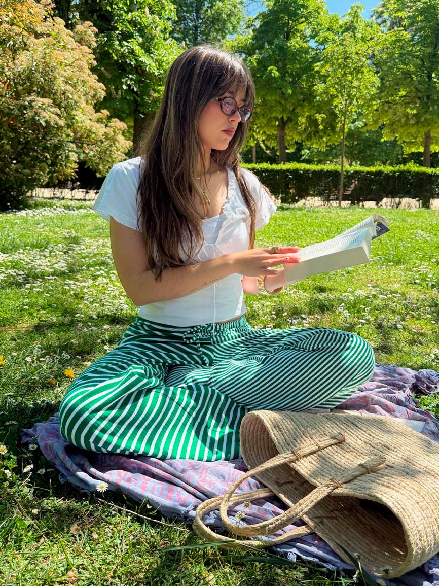 GREEN STRIPPED PANTS