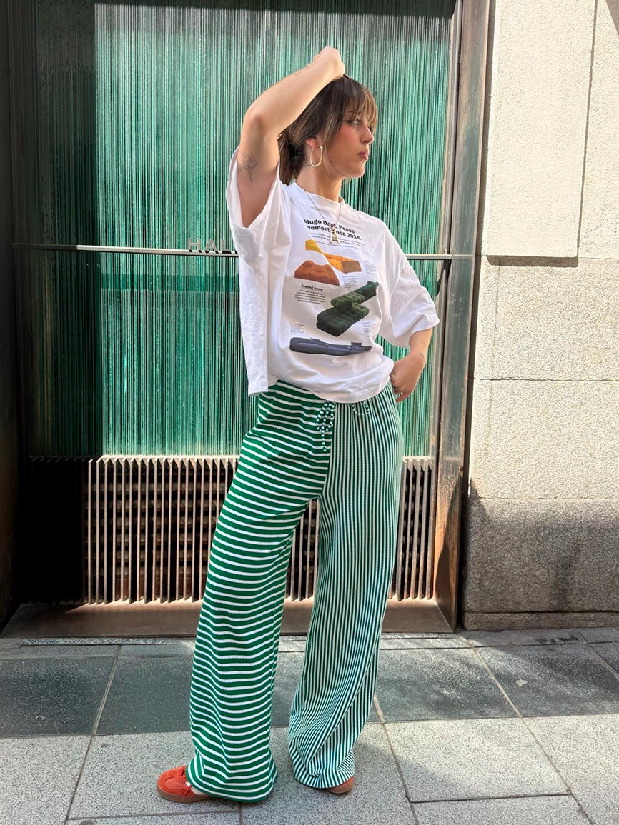 GREEN STRIPPED PANTS