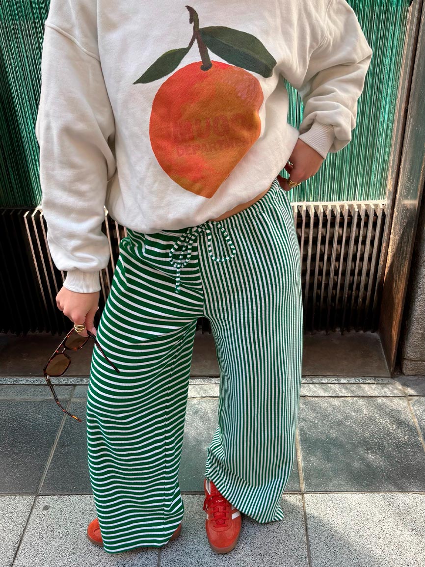 GREEN STRIPPED PANTS