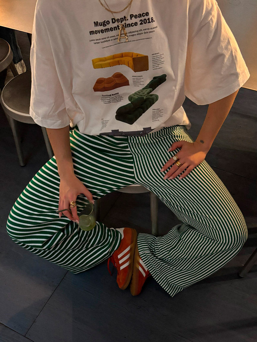 GREEN STRIPPED PANTS