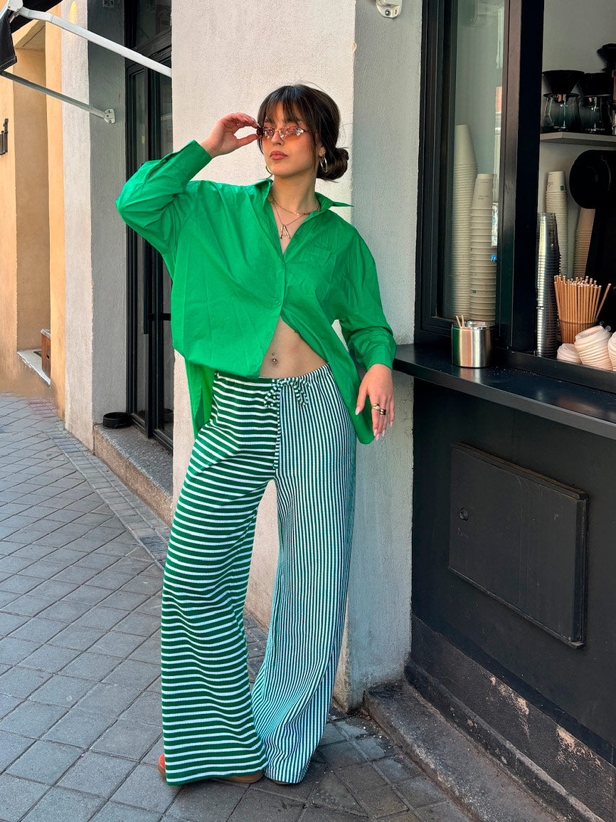 GREEN STRIPPED PANTS