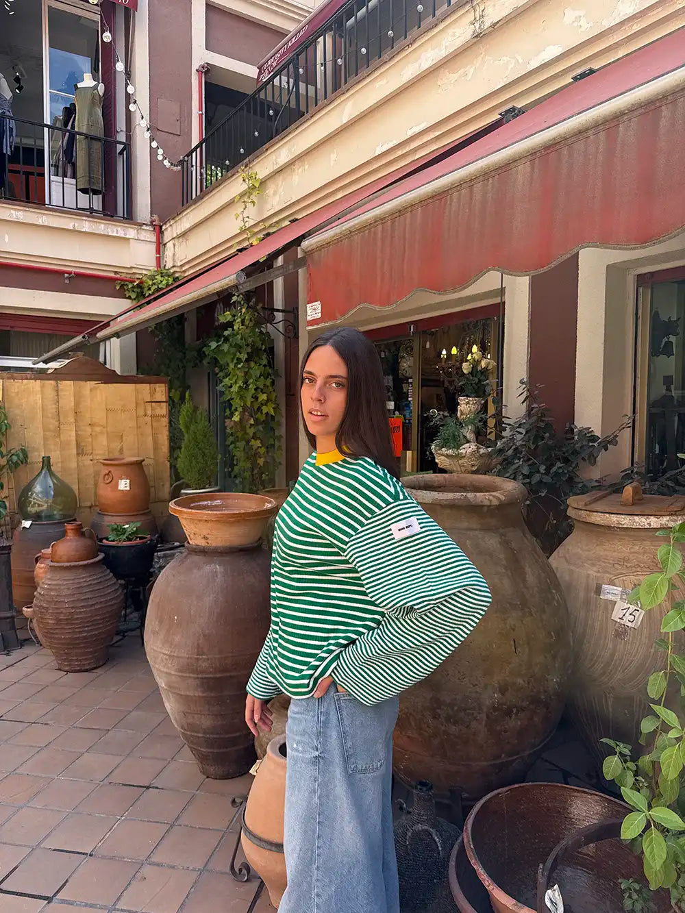 KNIT STRIPED PULLOVER GREEN