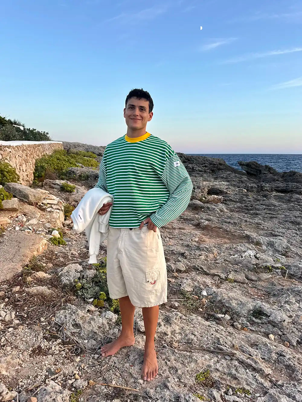 KNIT STRIPED PULLOVER GREEN