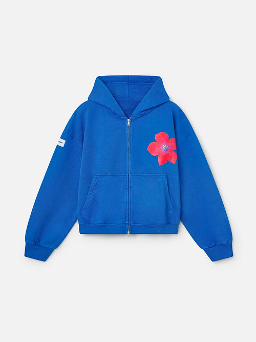 HIBISCUS BLUE ZIP HOODIE