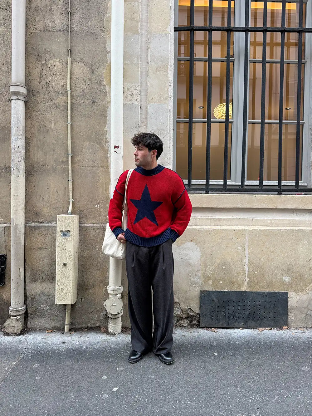 NAVY RED STAR DOUBLE KNIT