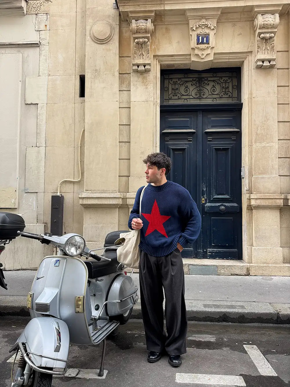 NAVY RED STAR DOUBLE KNIT