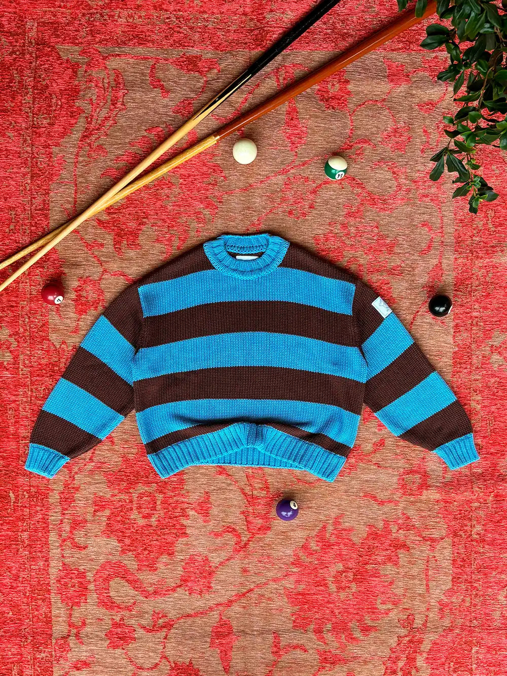 BROWN BLUE STRIPED KNIT
