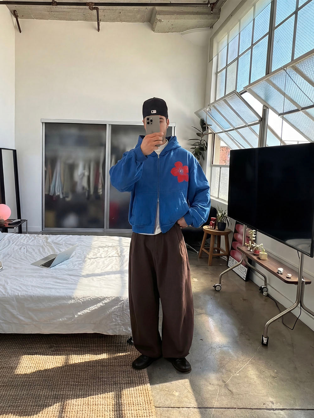 HIBISCUS BLUE ZIP HOODIE