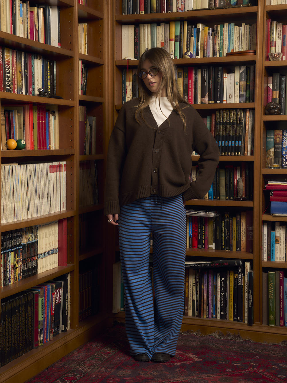 BROWN BLUE STRIPED PANTS