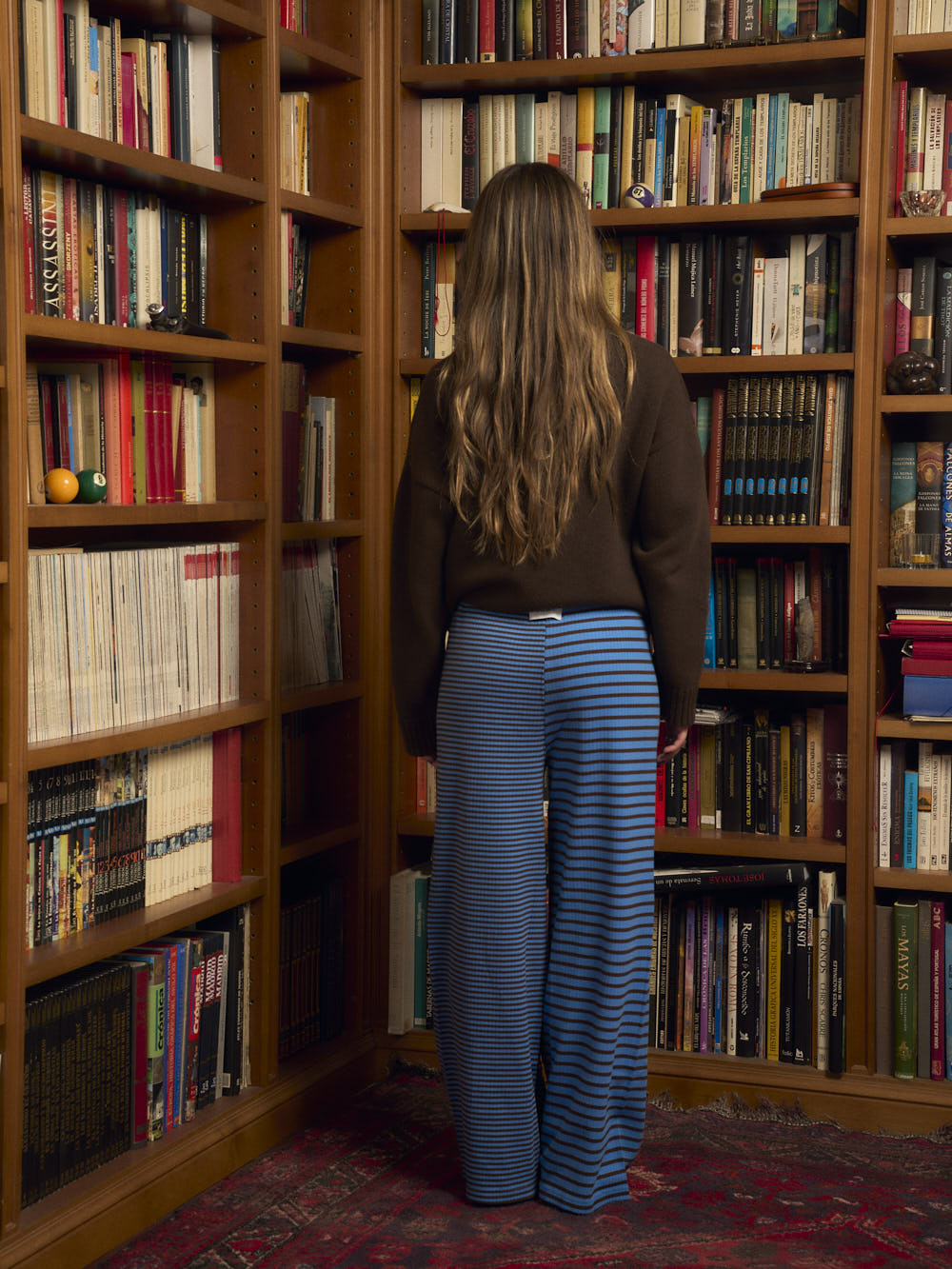 BROWN BLUE STRIPED PANTS