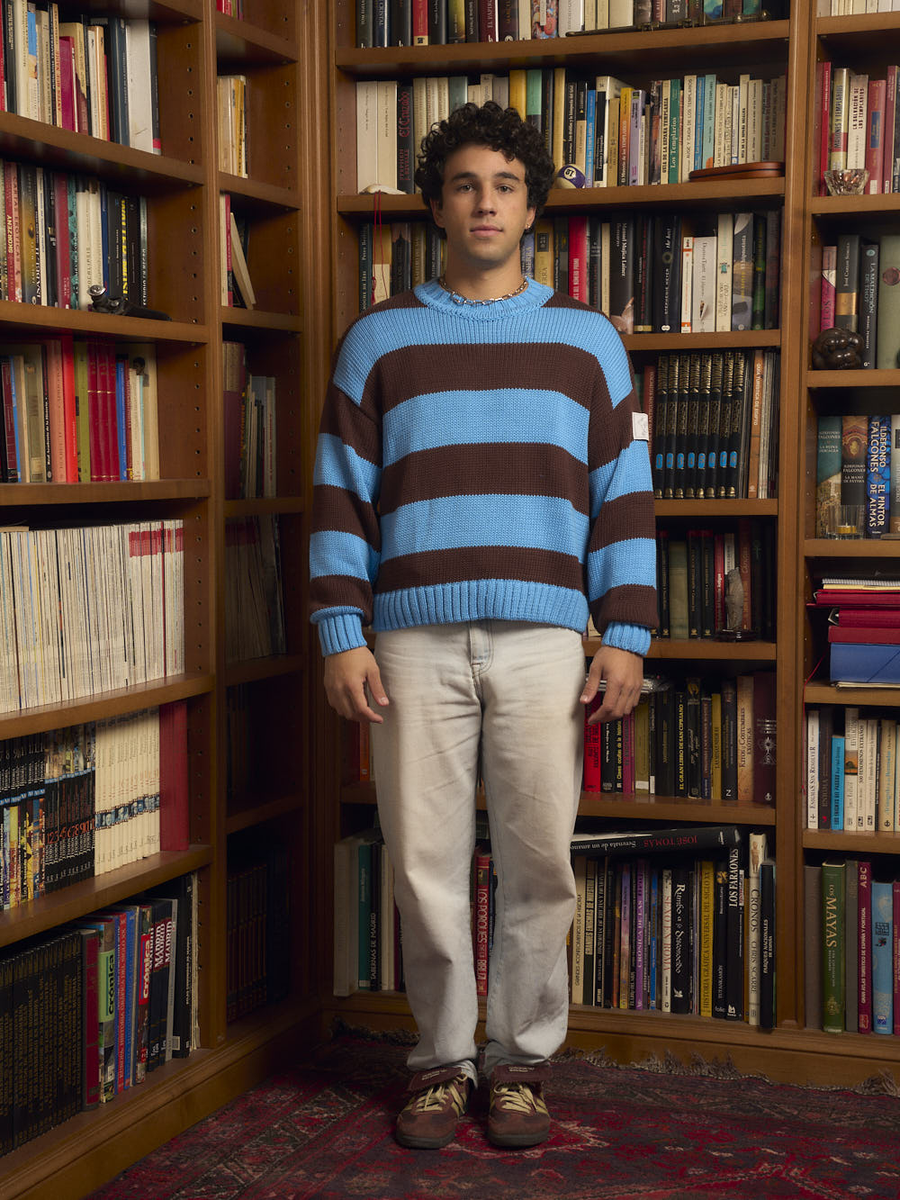 BROWN BLUE STRIPED KNIT