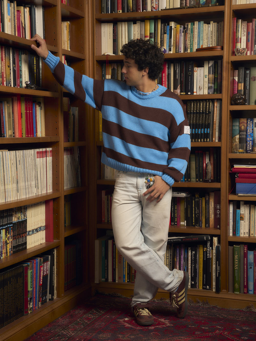 BROWN BLUE STRIPED KNIT