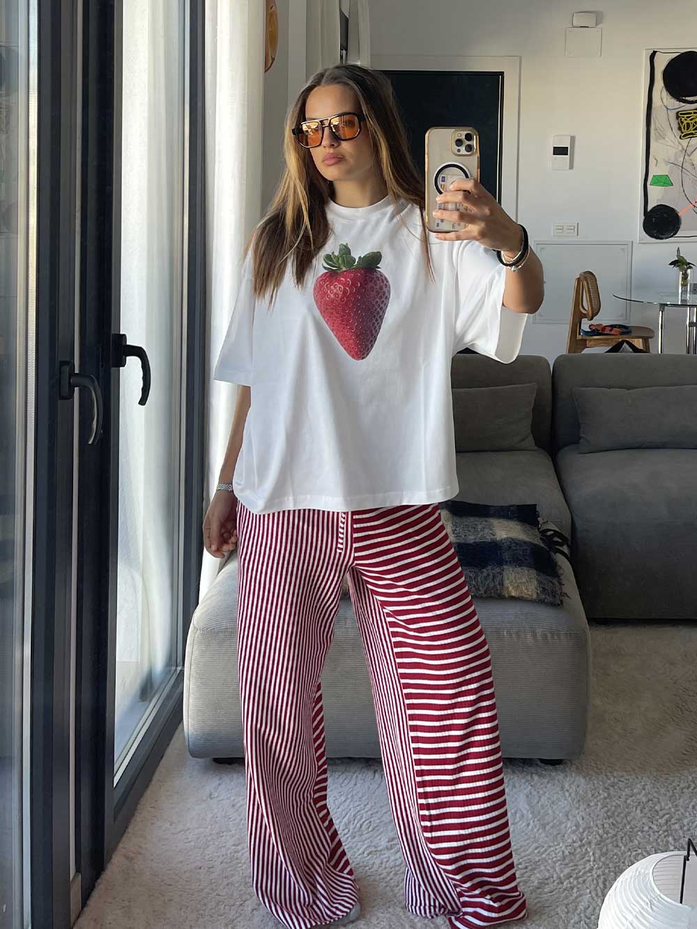 RED STRIPED PANTS